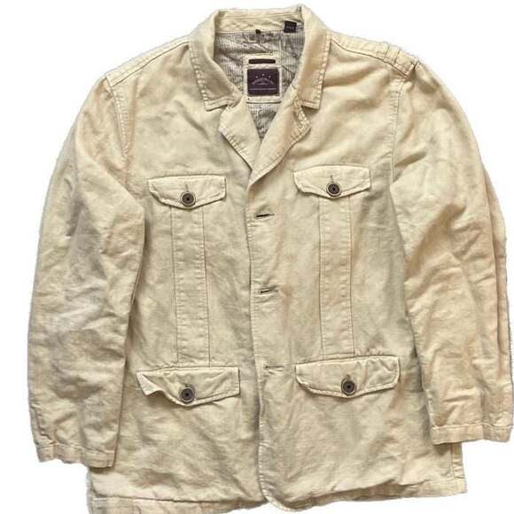 Indigo Palms Tan Safari Utility Chore Jacket Men's Large — Large